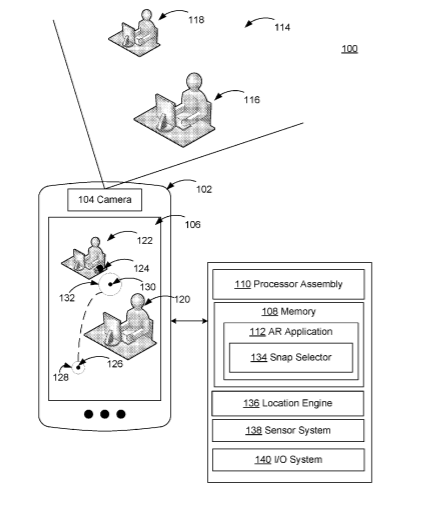Google Patent | Snapping range for augmented reality